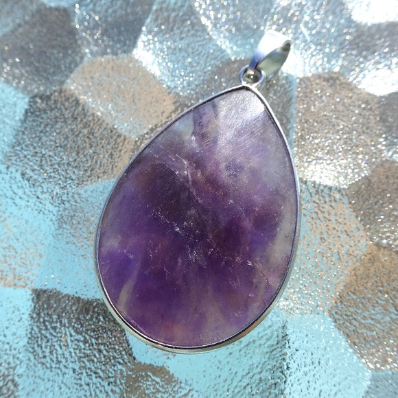 Unbranded Jewelry - Boho Faceted Teardrop Genuine Amethyst Gemstone Statement Pendant